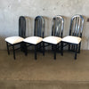 Post Modern Black Lacquer Dining Set With Boucle Chairs