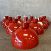 Ten Vintage Mid Century Modern Terracotta Red Pendant Lamps by Lightolier