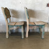 Pair Of Outdoor Teak Wood Chairs w/Green Wash