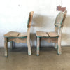 Pair Of Outdoor Teak Wood Chairs w/Green Wash