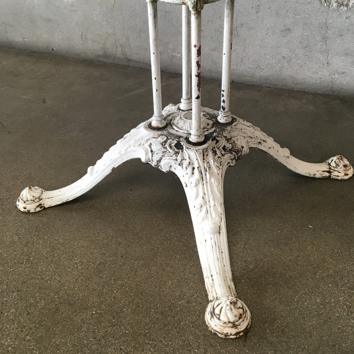 White Painted French Iron Patio table with Floral Detail
