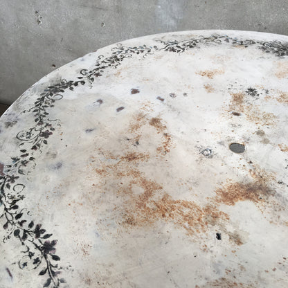 White Painted French Iron Patio table with Floral Detail