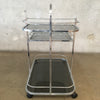 Vintage Rolling Chrome Barcart with Smoked Glass Shelves