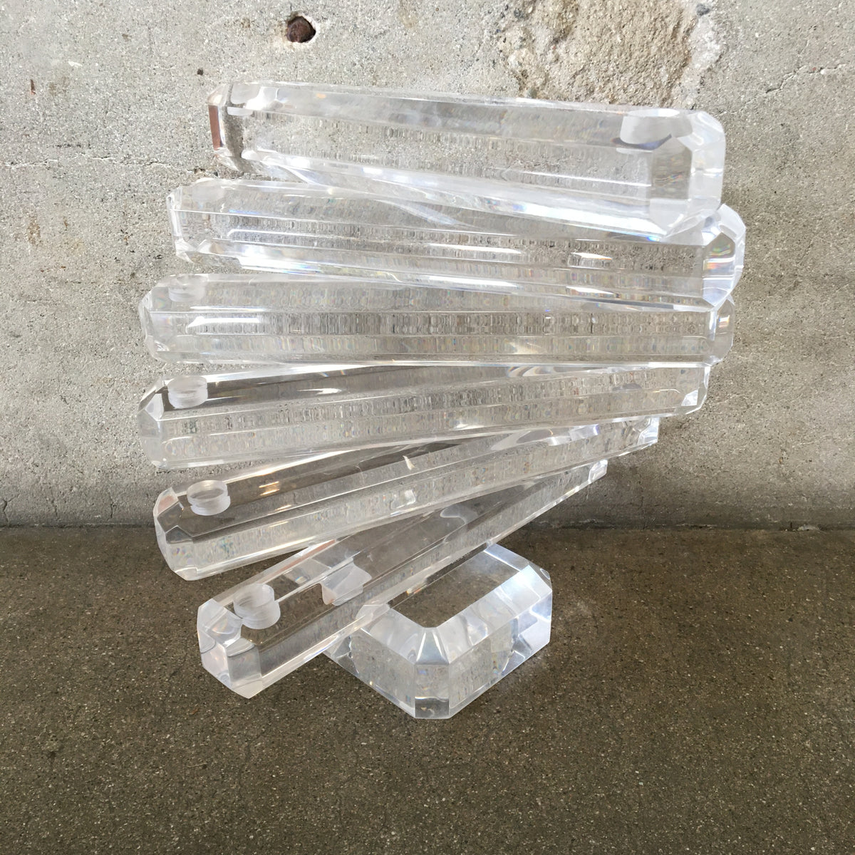 Modern Sculptural Spiral Lucite Candle Holder