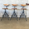 Set of Three Akron Counter Stools w/ Stitched Leather Seat - Reserved for B