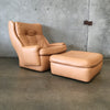 1970's Leather Arm Chair & Ottoman For Airborne France