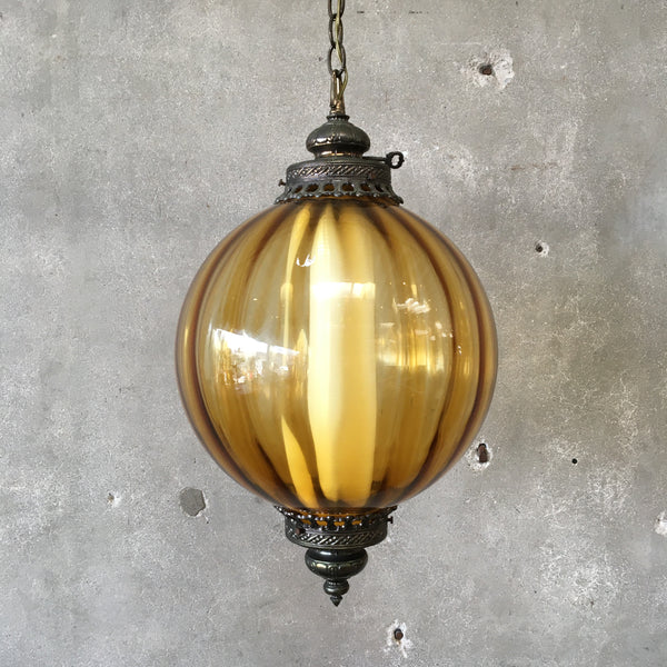 Vintage Amber Colored Swag Lamp