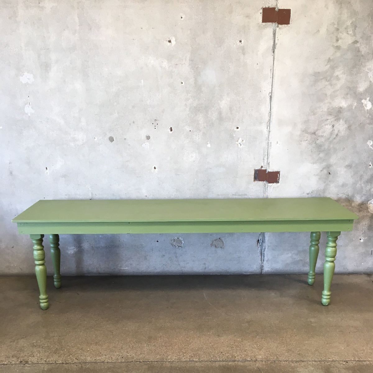 Painted Maple Wood Base Farm Table With Turned Wood Legs