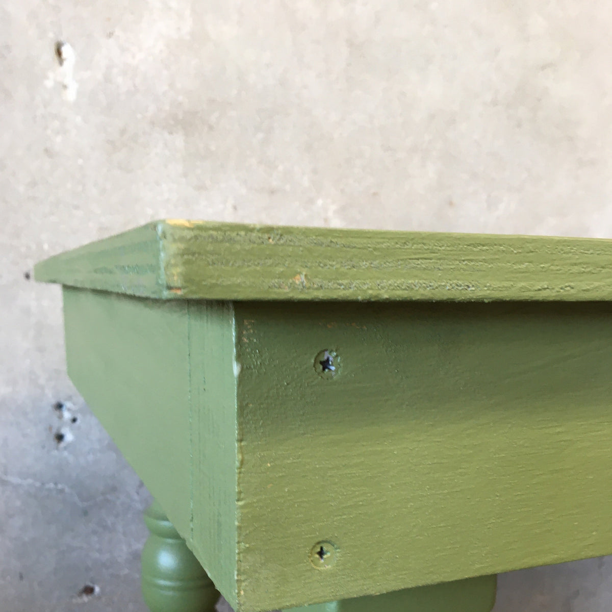 Painted Maple Wood Base Farm Table With Turned Wood Legs