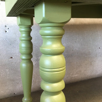Painted Maple Wood Base Farm Table With Turned Wood Legs