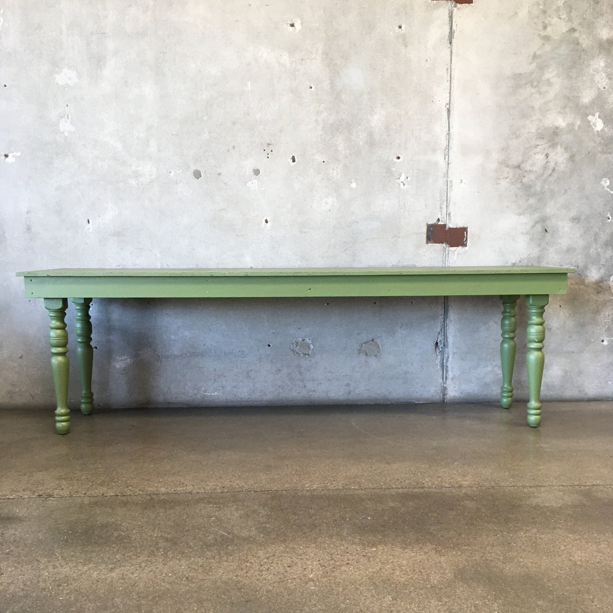 Painted Maple Wood Base Farm Table With Turned Wood Legs