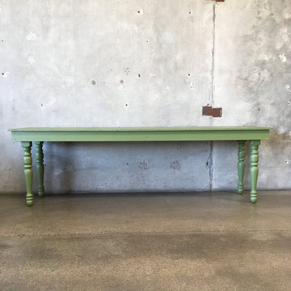 Painted Maple Wood Base Farm Table With Turned Wood Legs