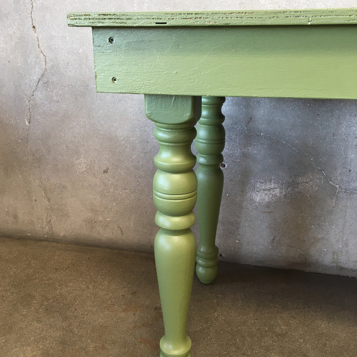 Painted Maple Wood Base Farm Table With Turned Wood Legs