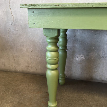 Painted Maple Wood Base Farm Table With Turned Wood Legs