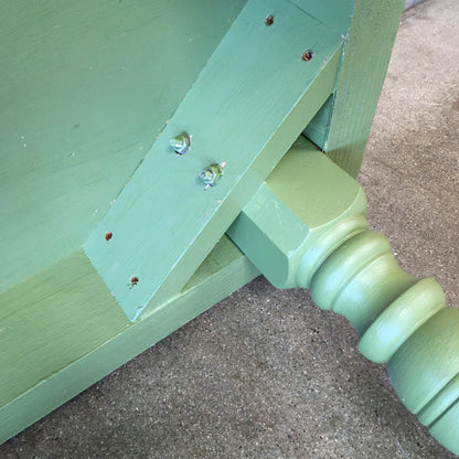 Painted Maple Wood Base Farm Table With Turned Wood Legs