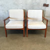 Pair of 1960's Solid Teak "Senator" Easy Chairs by Ole Wanscher