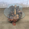 Burl Coffee Table With Glass Top