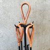 Vintage Leather Wrapped Fireplace Tools