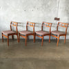 Set of Four D-Scan Sculptured Teak Dining Chairs
