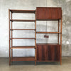 Mid Century Modern Walnut Free Standing Bay Wall Unit Bookcase / Room Divider