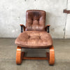Westnofa of Norway Danish Modern Panter Leather Reclining Chair & Ottoman
