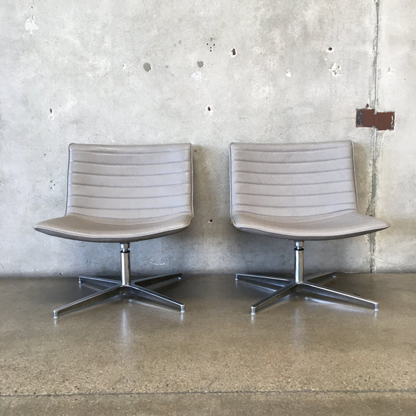 Pair Of Grin Low Lounge Swivel Chairs By National