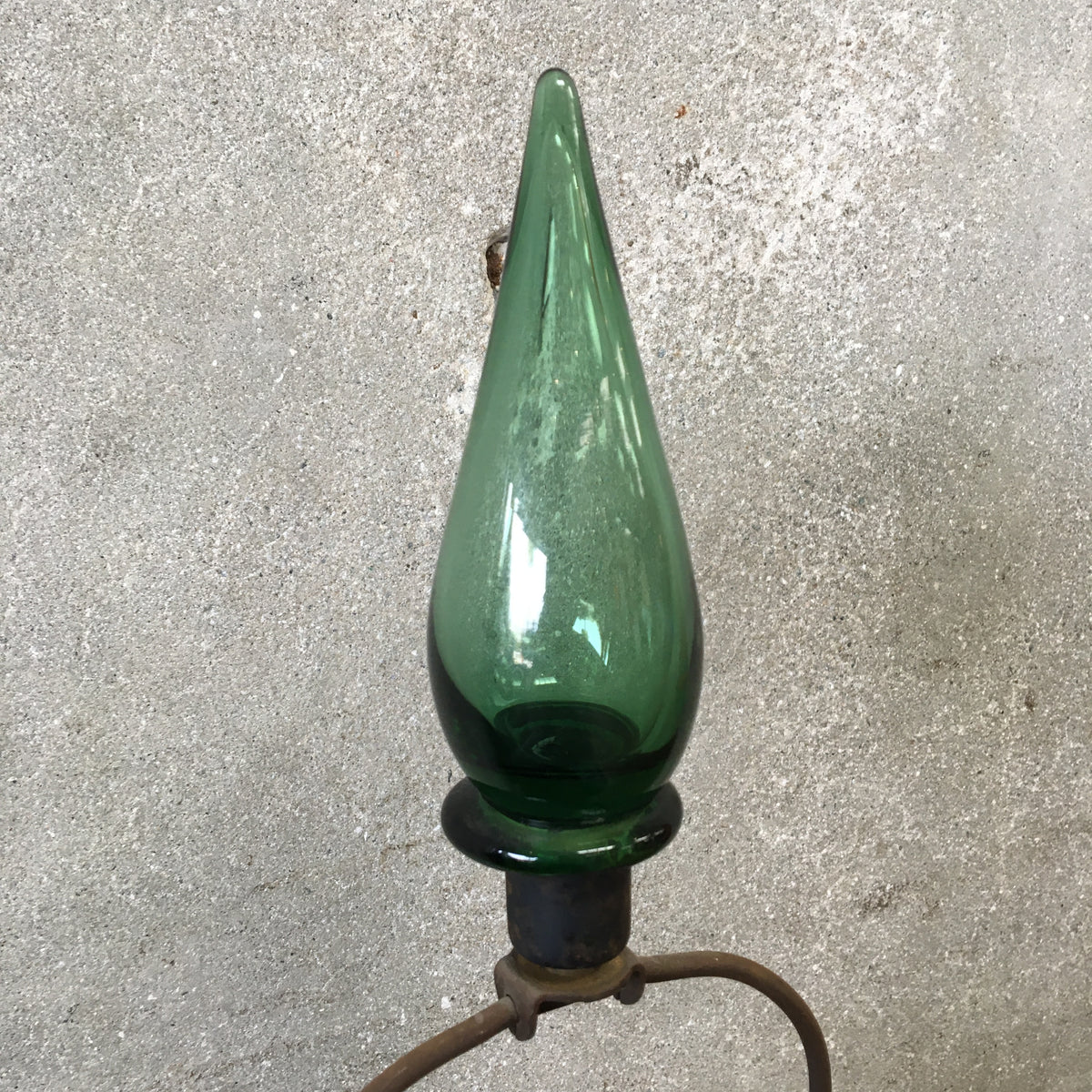 1960's Blenko Glass Green Table Lamp With Original Finial