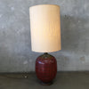Large Mid Century Modern Pottery Lamp With Huge Shade