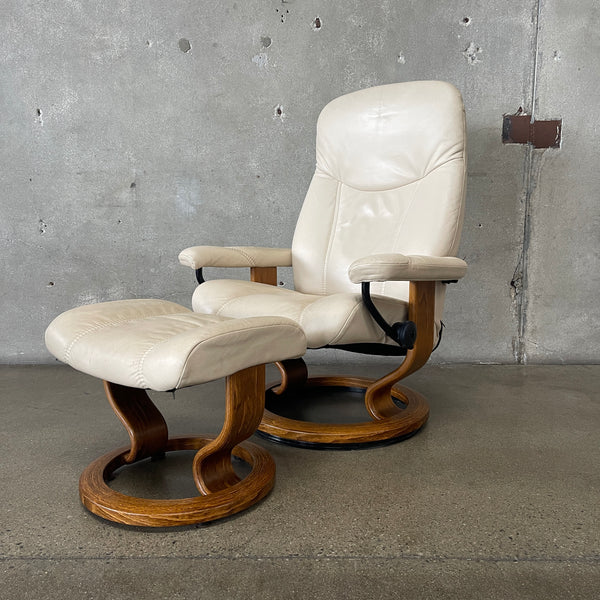 Ekorness Stresless Leather Chair w/ Footstool