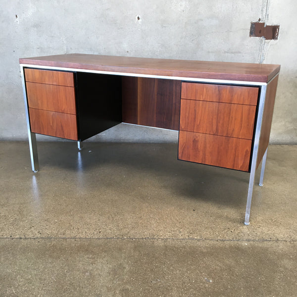 Mid Century Rosewood Executive Desk in Style of Richard Schultz for Knoll