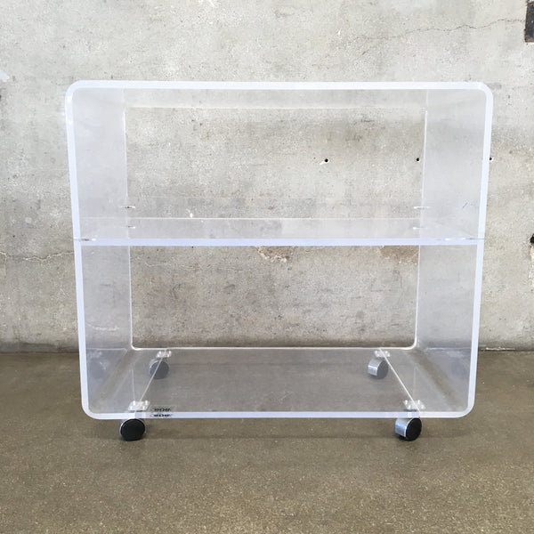Vintage 1970's Lucite 3-Tier Rolling Waterfall Bar Cart by AKKO