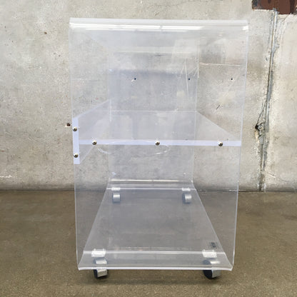 Vintage 1970's Lucite 3-Tier Rolling Waterfall Bar Cart by AKKO