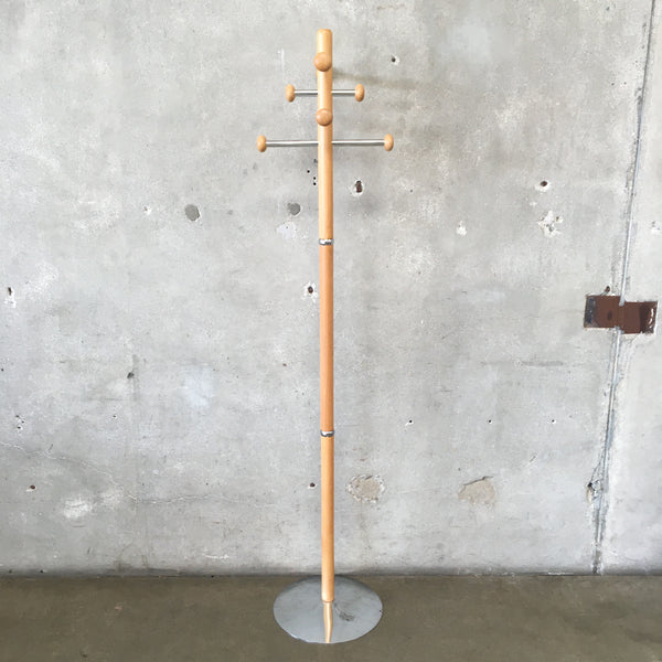 Beech and Chrome Coat Rack Made in Italy