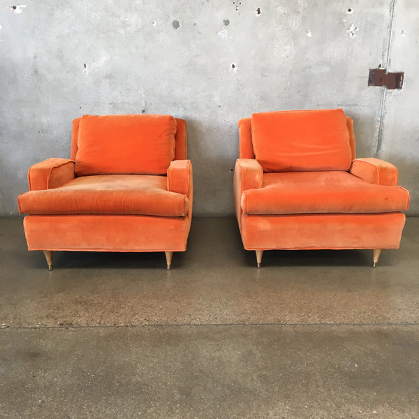 Pair of Orange Mid Century Modern Lounge Chair