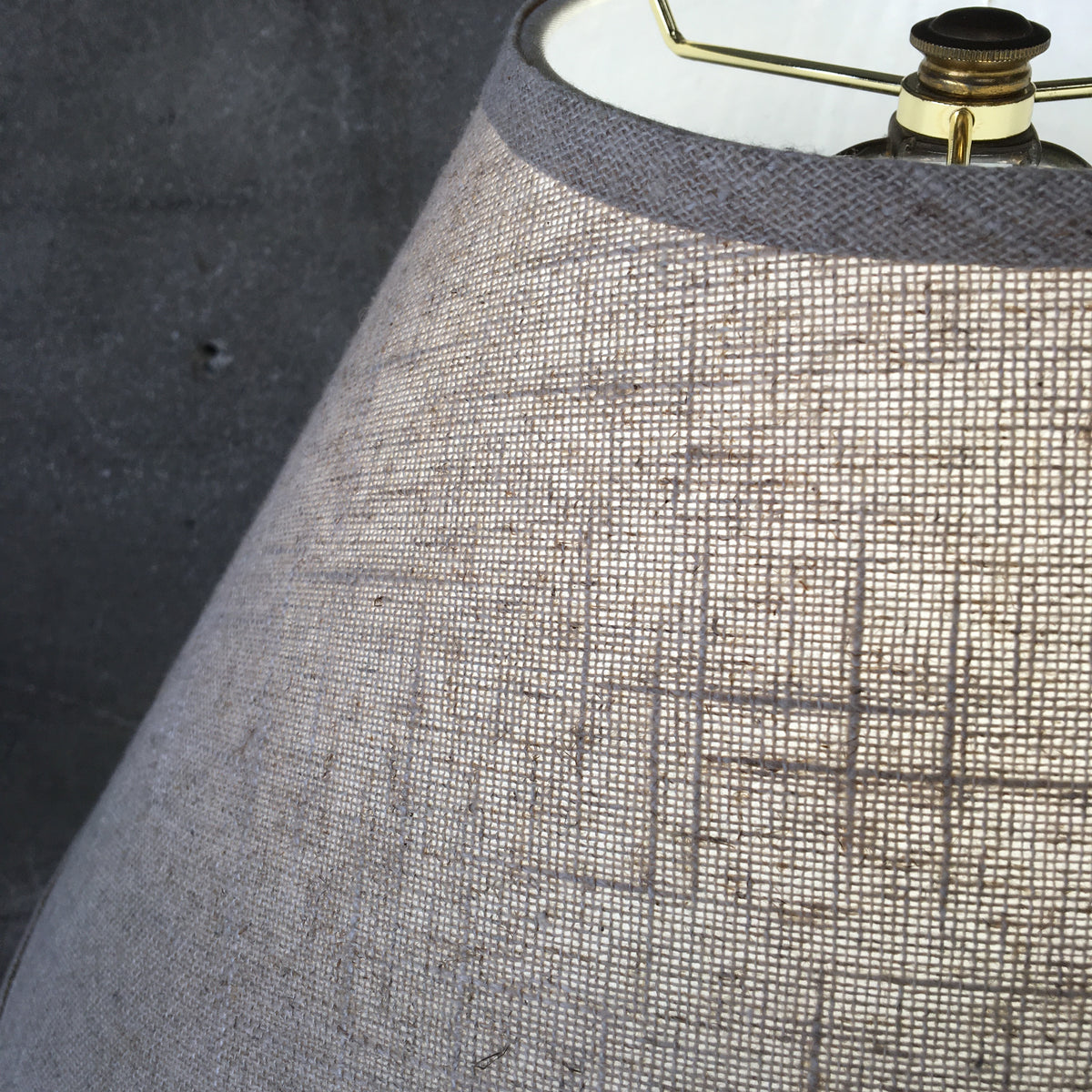 Mid Century Modern Danish Cork & Rope Table Lamp with Linen Shade