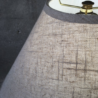 Mid Century Modern Danish Cork & Rope Table Lamp with Linen Shade
