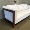 Vintage 1980s Sofa with Rounded Oak Frame  New Upholstery