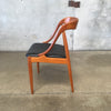 Vintage Danish Mid Century Modern Single Side Chair Teak with Leather Cushion