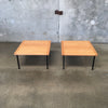 Mid Century Modern 1970s Oak & Steel Side Tables