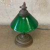 Vintage Brass & Green Glass Adjustable Desk Lamp