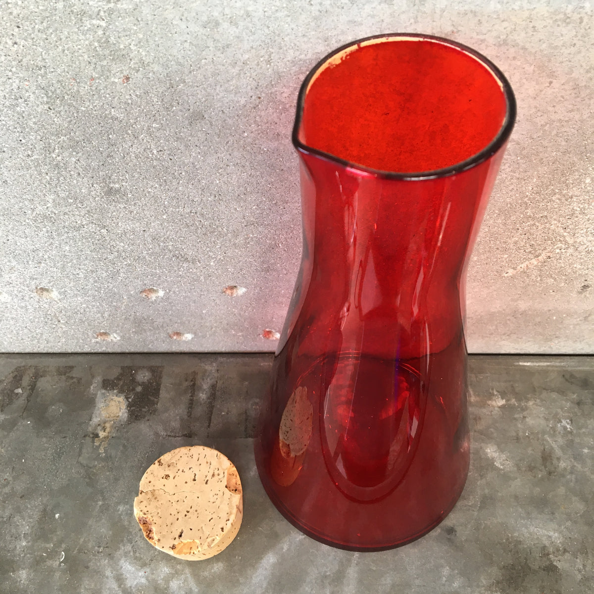 Scandinavian 1960s Red Art Glass Pitcher