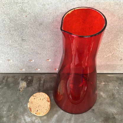 Scandinavian 1960s Red Art Glass Pitcher