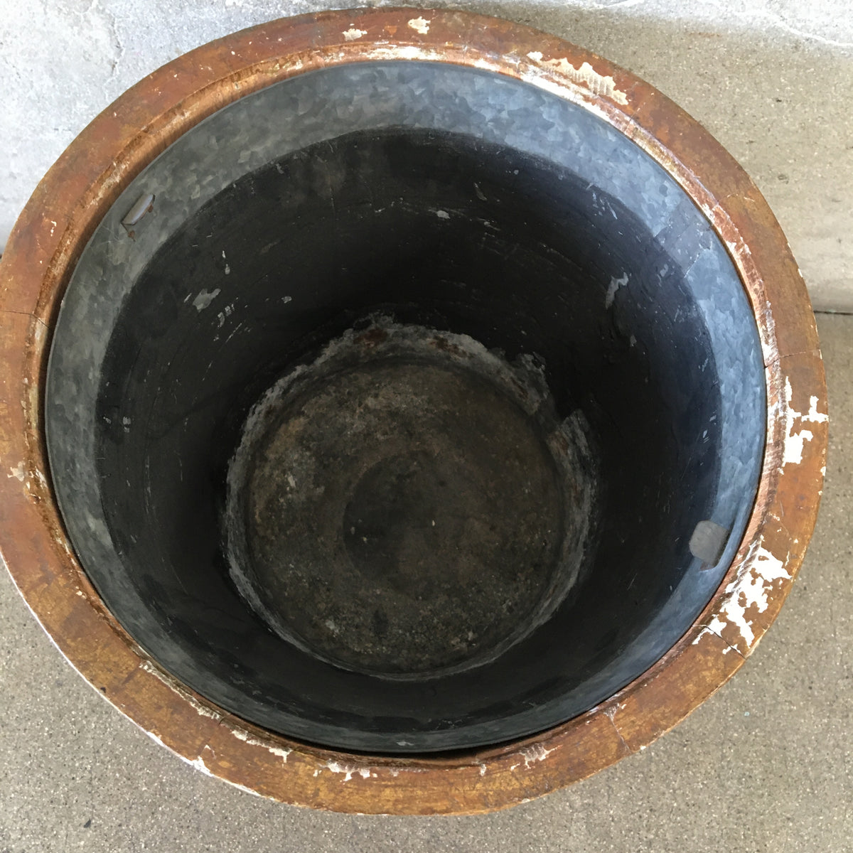 Large Vintage Florentine Waste Bucket with Metal Straps and Tin Liner