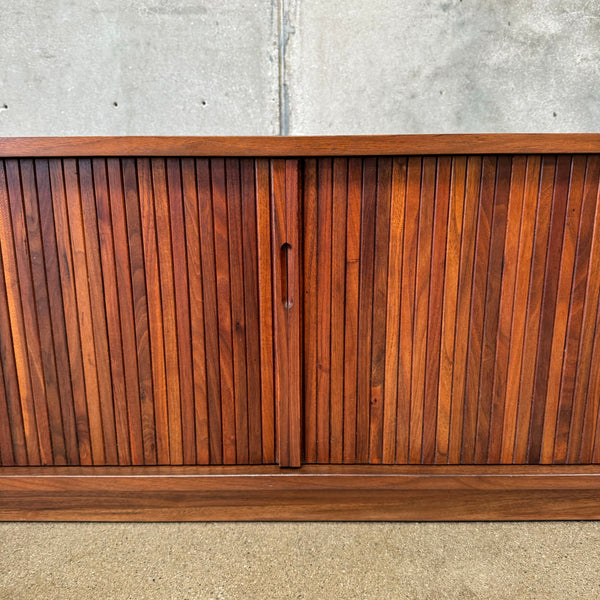 Mid Century Walnut Tambour Door Record