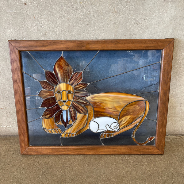 Vintage Stained Glass Wall Decor Lion