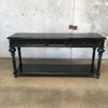 Farmhouse Style Black Lacquered Console Table w/ 3 Drawers