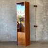 Danish Tall Teak Three Drawers Cabinet With Glass Shelves & Doors