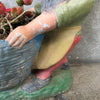 Vintage Concrete Garden Gnome with Flower Basket