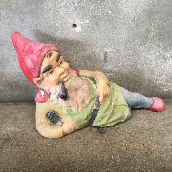Vintage Concrete Lying Garden Gnome