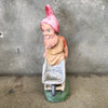 Vintage Concrete Garden Gnome with Wheelbarrow
